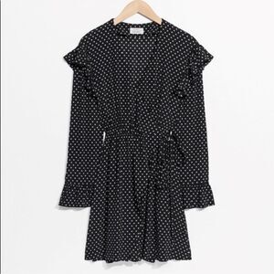 & Other Stories ruffle wrap dress black/white sz6